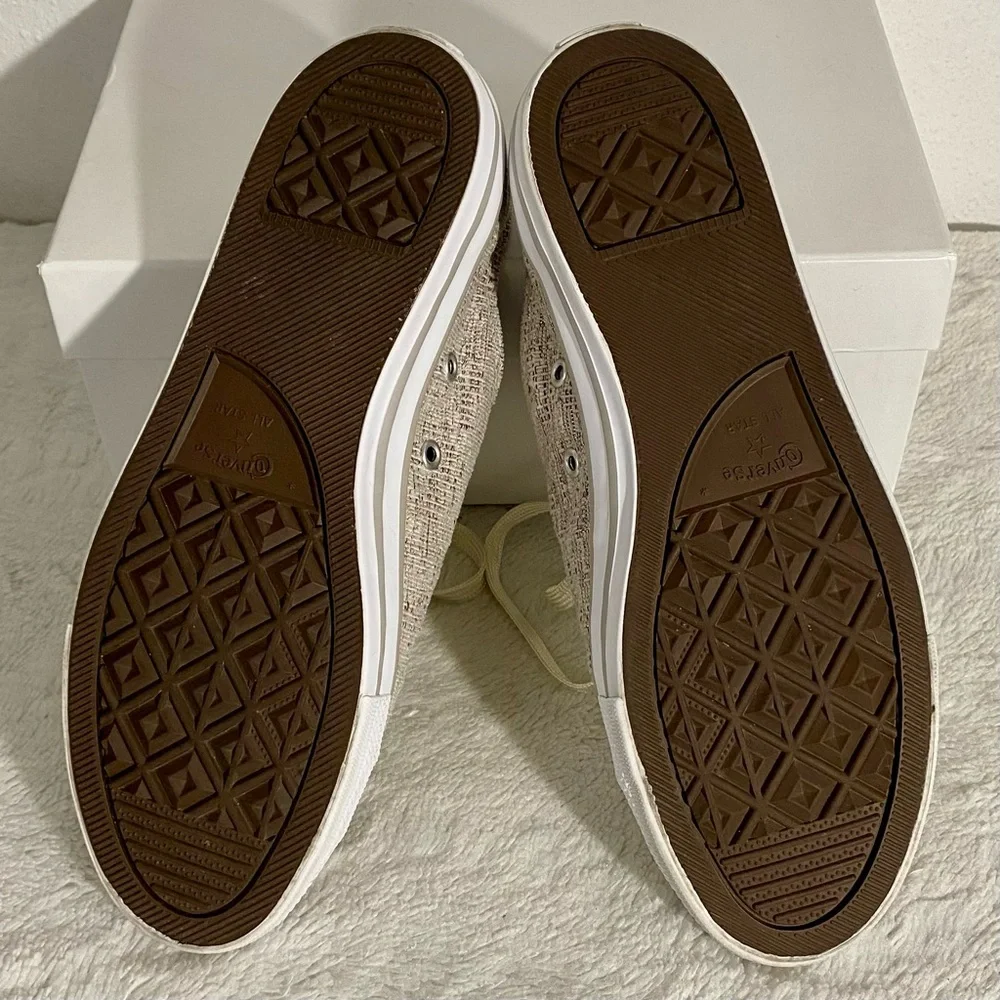 Converse All Star Low Woven Sneakers Women’s Size 8 Cream Over Burgundy Lace-Up - Picture 7 of 10